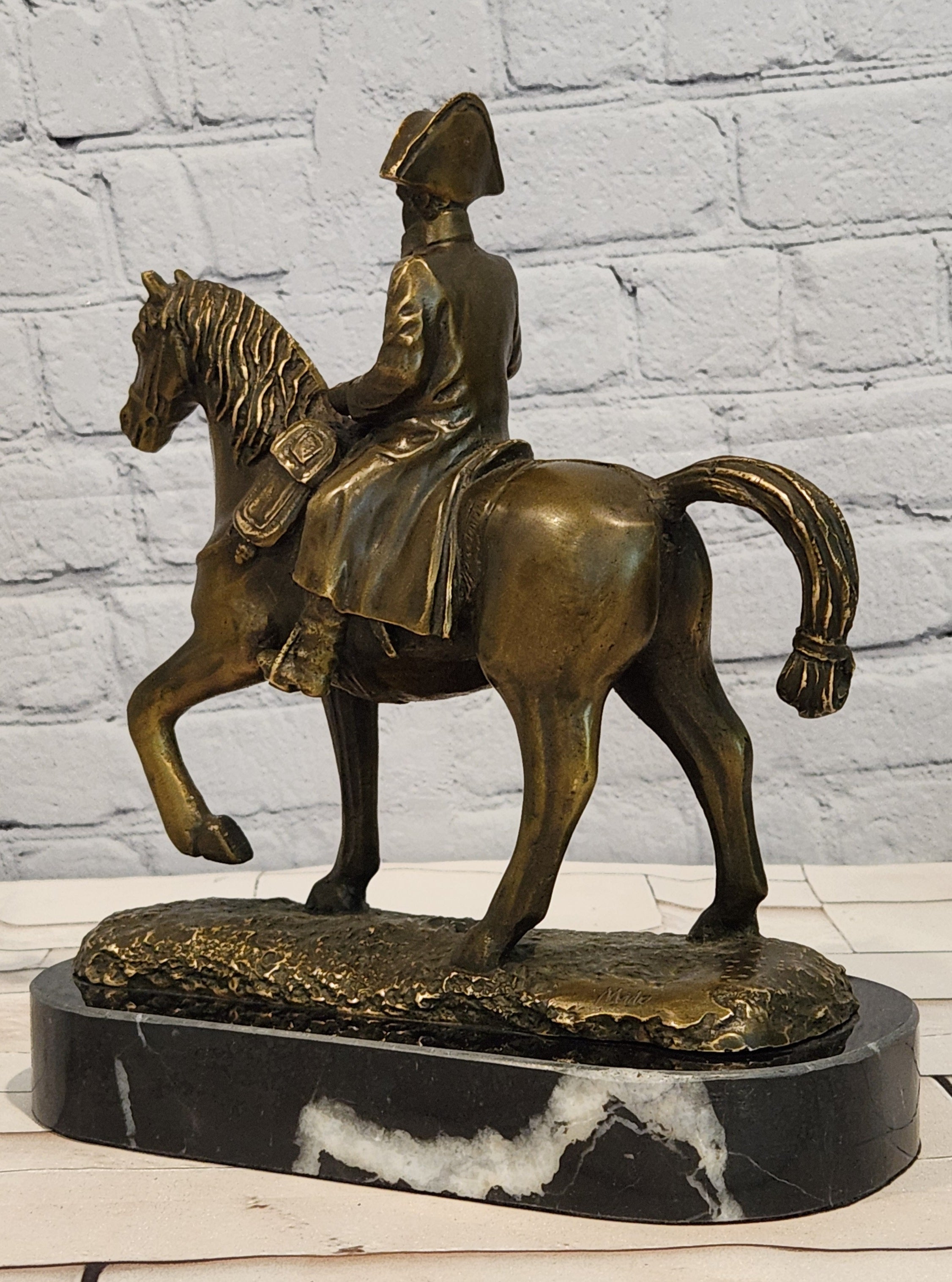 Signed Original Milo Bronze Metal Statue of Napoleon on Horseback Sculpture Figurine