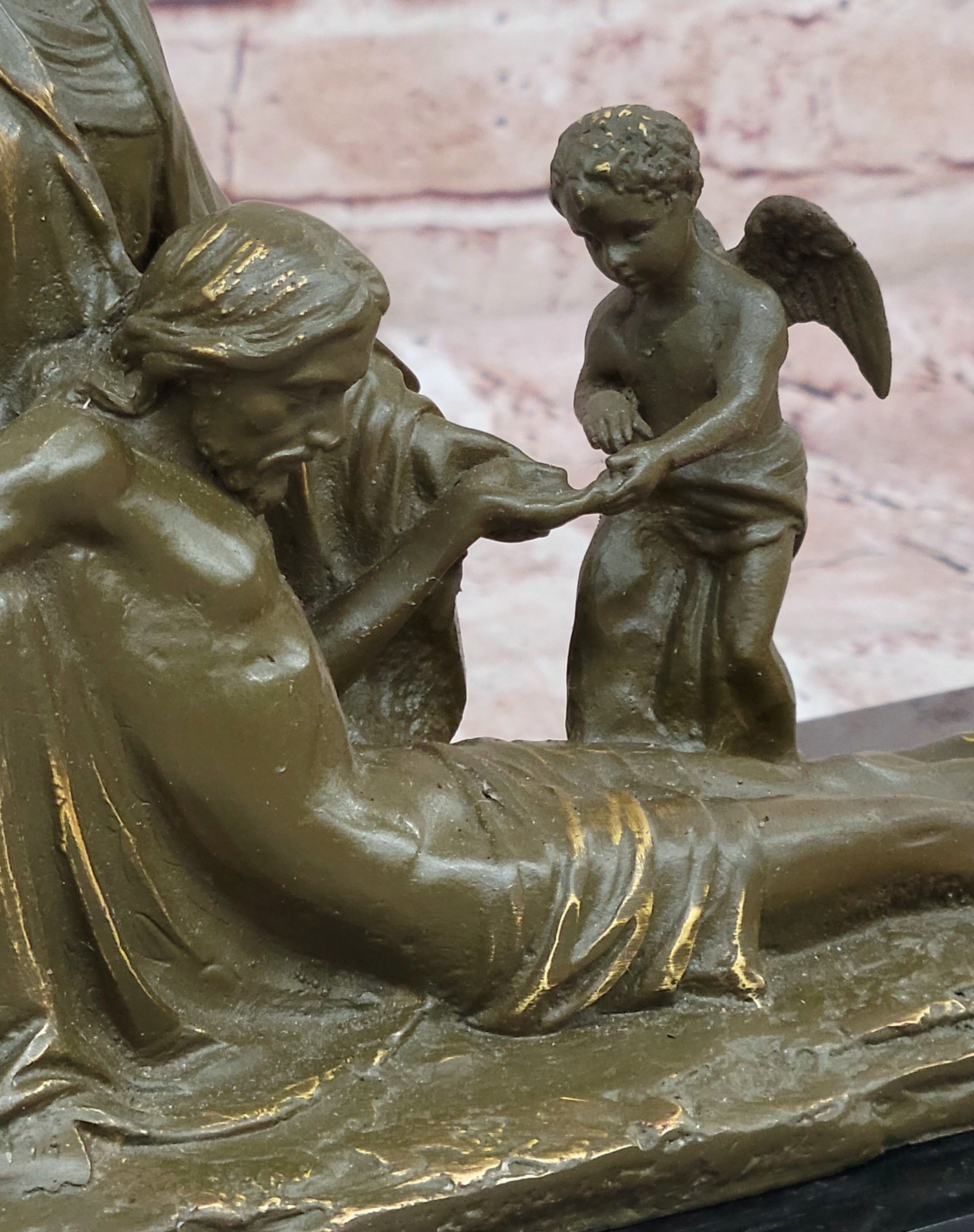 Pietà with Cherubs Bronze Sculpture - Virgin Mary and Jesus