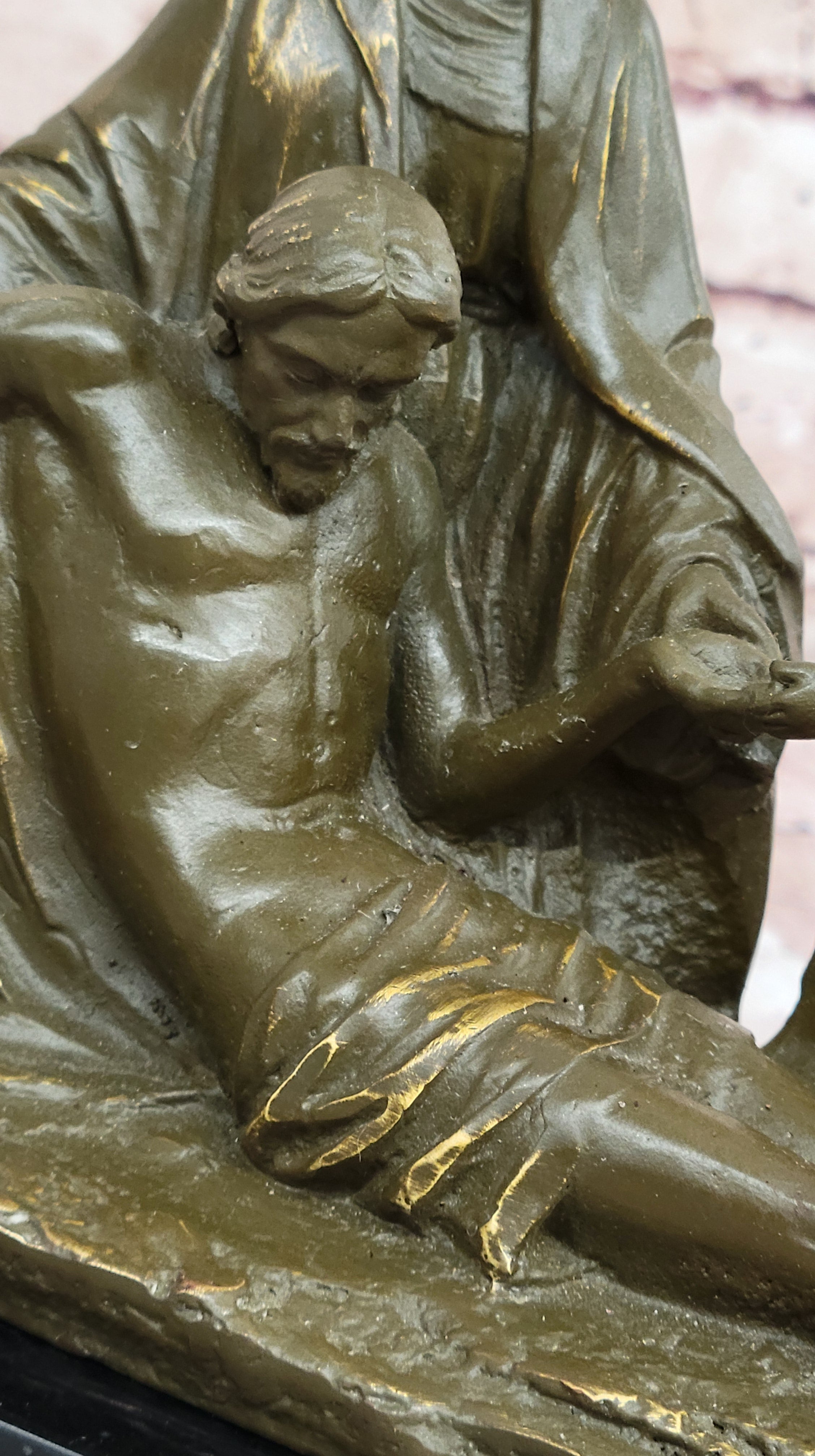Pietà with Cherubs Bronze Sculpture - Virgin Mary and Jesus