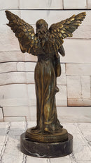Guardian Angel Embracing Woman Genuine Bronze Sculpture Signed Aldo Vitaleh Statue