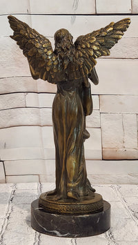 Guardian Angel Embracing Woman Genuine Bronze Sculpture Signed Aldo Vitaleh Statue