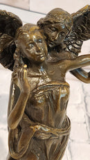 Guardian Angel Embracing Woman Genuine Bronze Sculpture Signed Aldo Vitaleh Statue