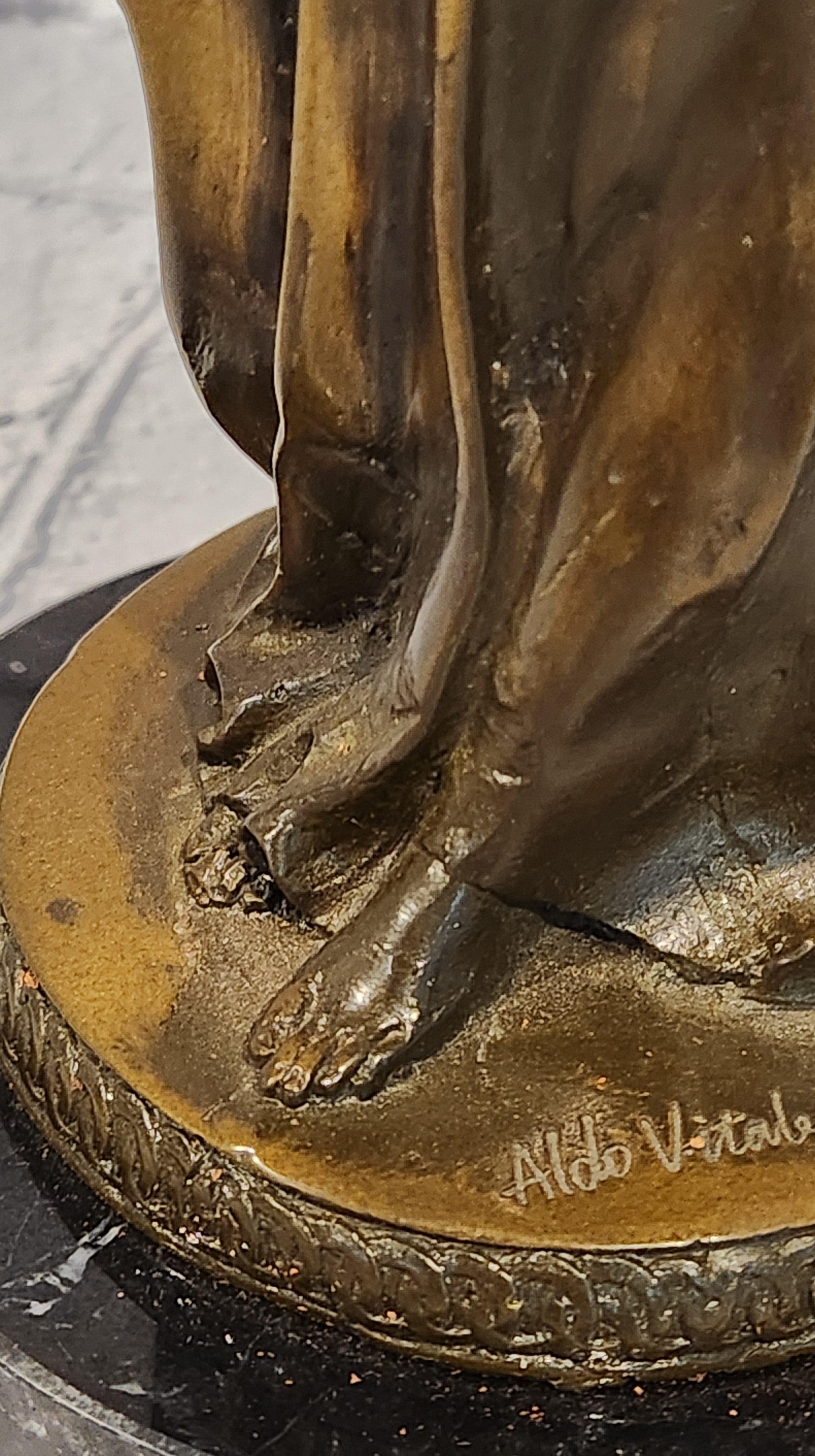 Guardian Angel Embracing Woman Genuine Bronze Sculpture Signed Aldo Vitaleh Statue