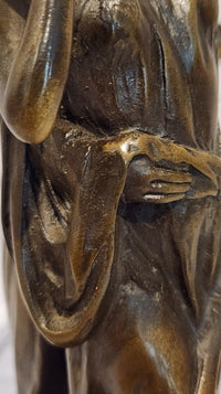 Guardian Angel Embracing Woman Genuine Bronze Sculpture Signed Aldo Vitaleh Statue