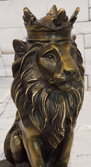 Bronze Casting Lion with Crown Sculpture King of Beasts Statue Signed Milo Artwork