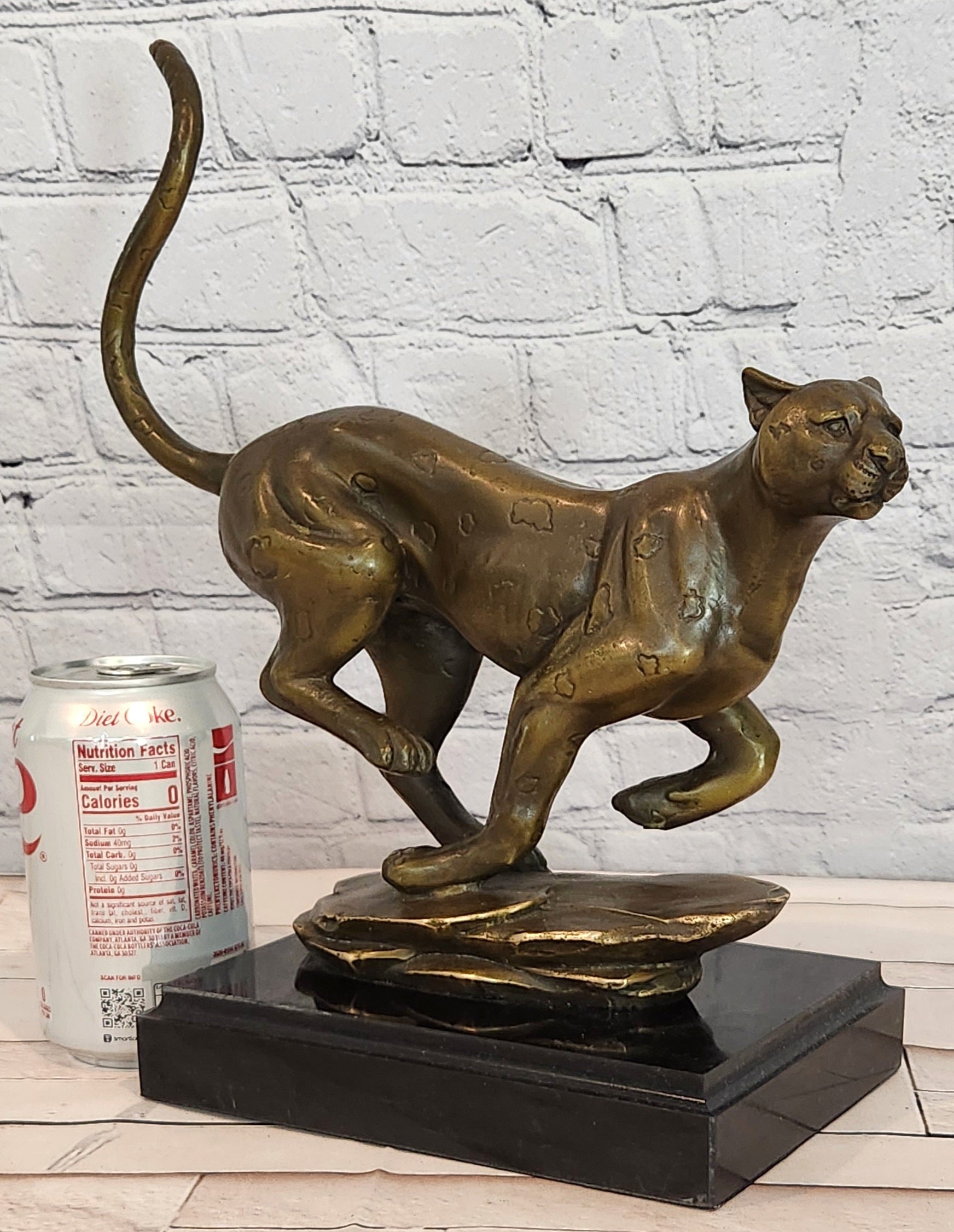 Running Cheetah Sculpture Figurine Bronze Wild Cat Wildlife Artwork by Cain Statue