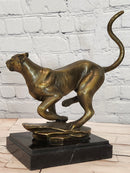 Running Cheetah Sculpture Figurine Bronze Wild Cat Wildlife Artwork by Cain Statue