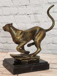 Running Cheetah Sculpture Figurine Bronze Wild Cat Wildlife Artwork by Cain Statue