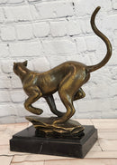 Running Cheetah Sculpture Figurine Bronze Wild Cat Wildlife Artwork by Cain Statue