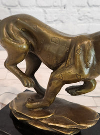 Running Cheetah Sculpture Figurine Bronze Wild Cat Wildlife Artwork by Cain Statue