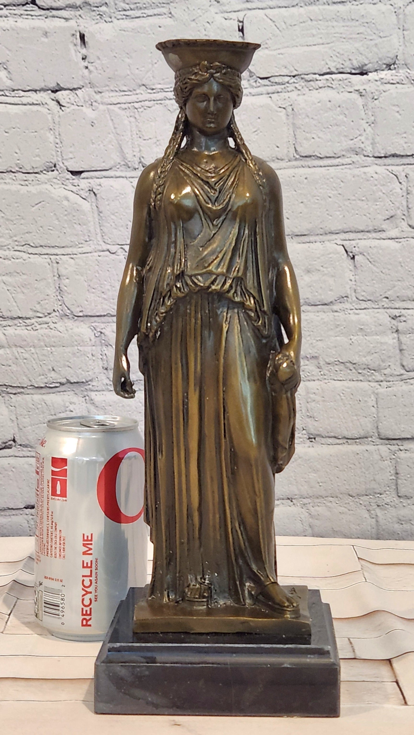 Signed Jean Patoue Ancient Greek Bronze Sculpture Museum Statue of Kariatis Figure