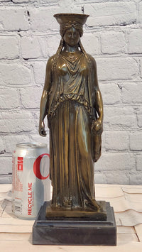 Signed Jean Patoue Ancient Greek Bronze Sculpture Museum Statue of Kariatis Figure
