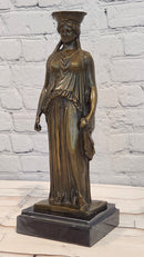 Signed Jean Patoue Ancient Greek Bronze Sculpture Museum Statue of Kariatis Figure