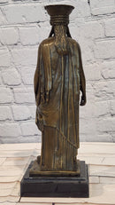 Signed Jean Patoue Ancient Greek Bronze Sculpture Museum Statue of Kariatis Figure