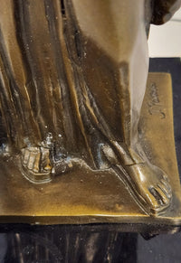 Signed Jean Patoue Ancient Greek Bronze Sculpture Museum Statue of Kariatis Figure
