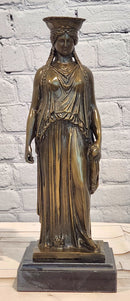 Signed Jean Patoue Ancient Greek Bronze Sculpture Museum Statue of Kariatis Figure
