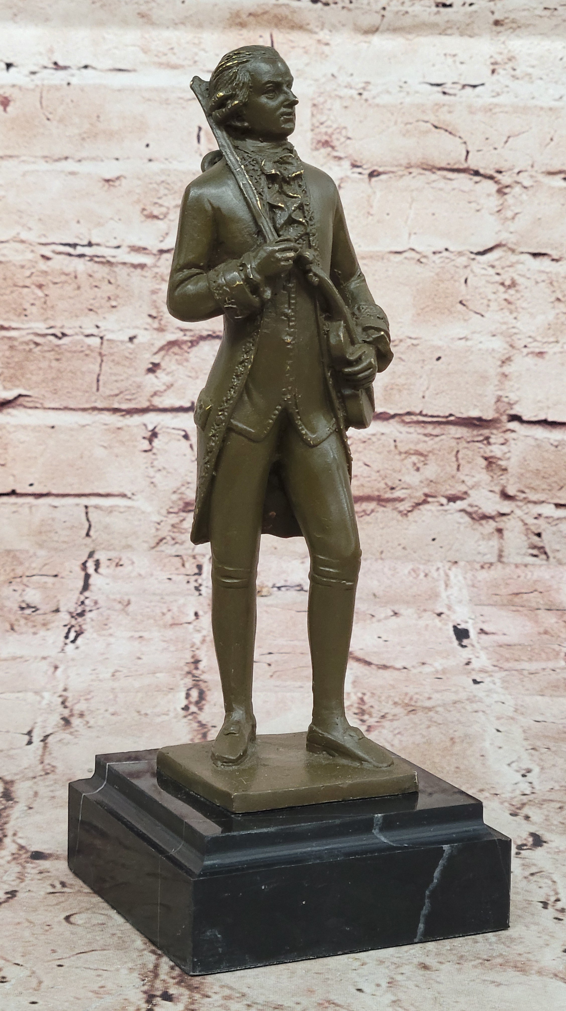 Bronze Classical Violinist Sculpture on Marble Base