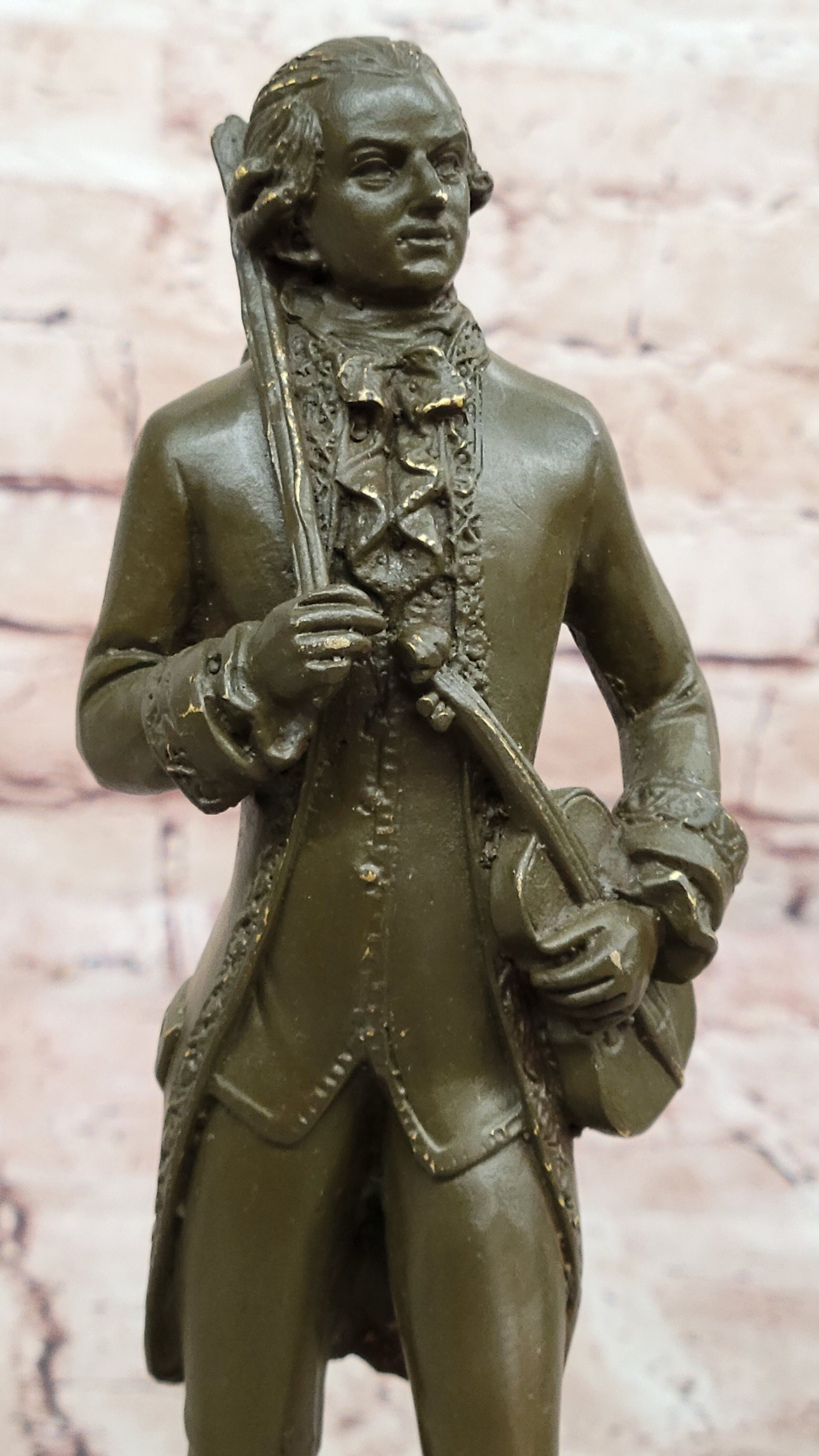Bronze Classical Violinist Sculpture on Marble Base