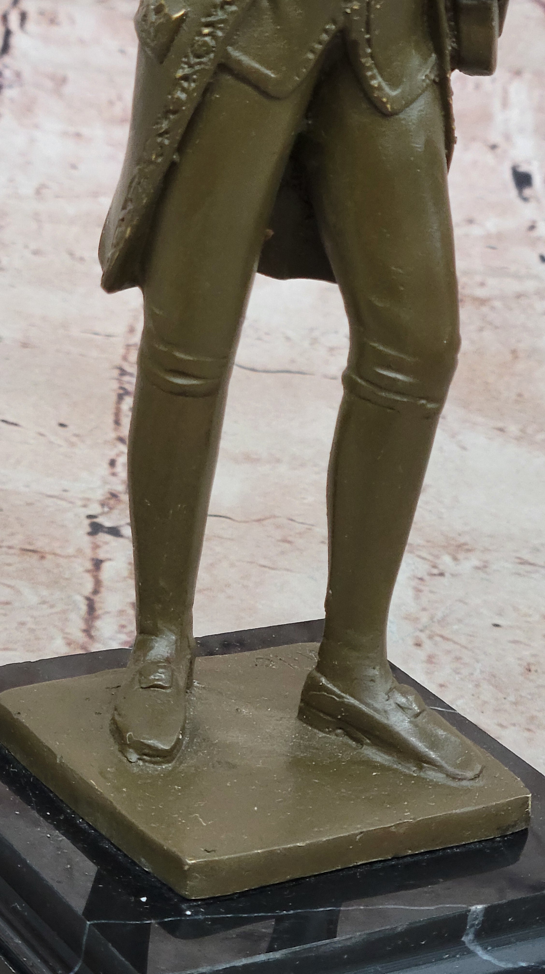 Bronze Classical Violinist Sculpture on Marble Base
