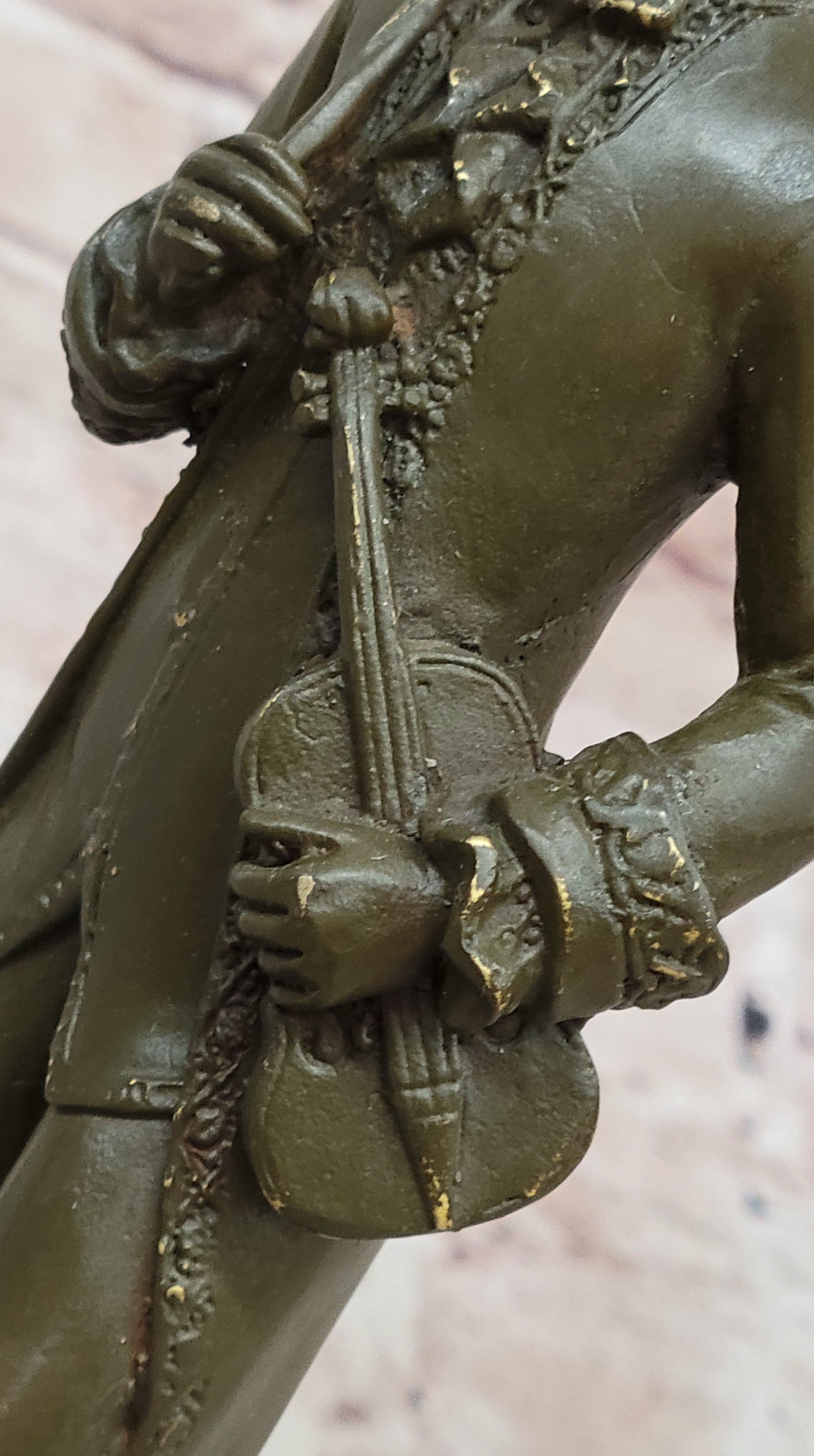 Bronze Classical Violinist Sculpture on Marble Base