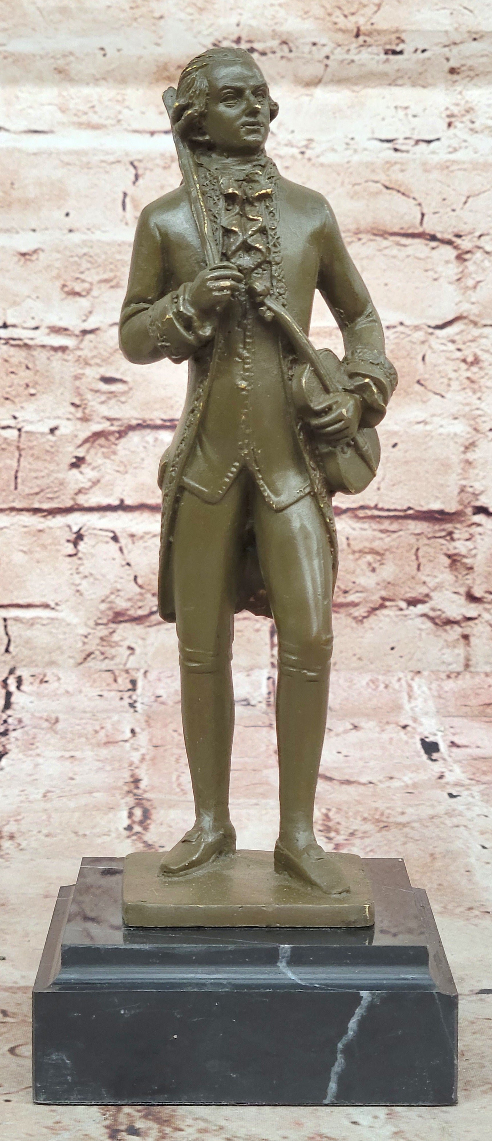 Bronze Classical Violinist Sculpture on Marble Base