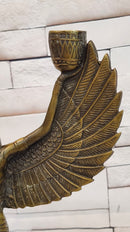 Egyptian Goddess Isis with Wings Dual Candleholder Genuine Bronze by Patoue Statue