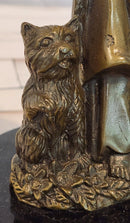 Vintage Bronze Sculpture of a Victorian Girl with Her Dog by Miguel Lopez Milo