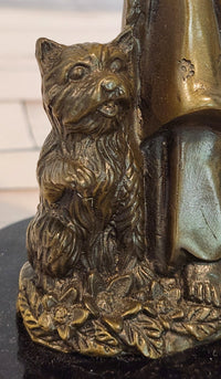 Vintage Bronze Sculpture of a Victorian Girl with Her Dog by Miguel Lopez Milo