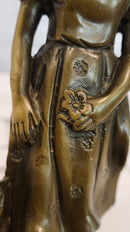 Vintage Bronze Sculpture of a Victorian Girl with Her Dog by Miguel Lopez Milo