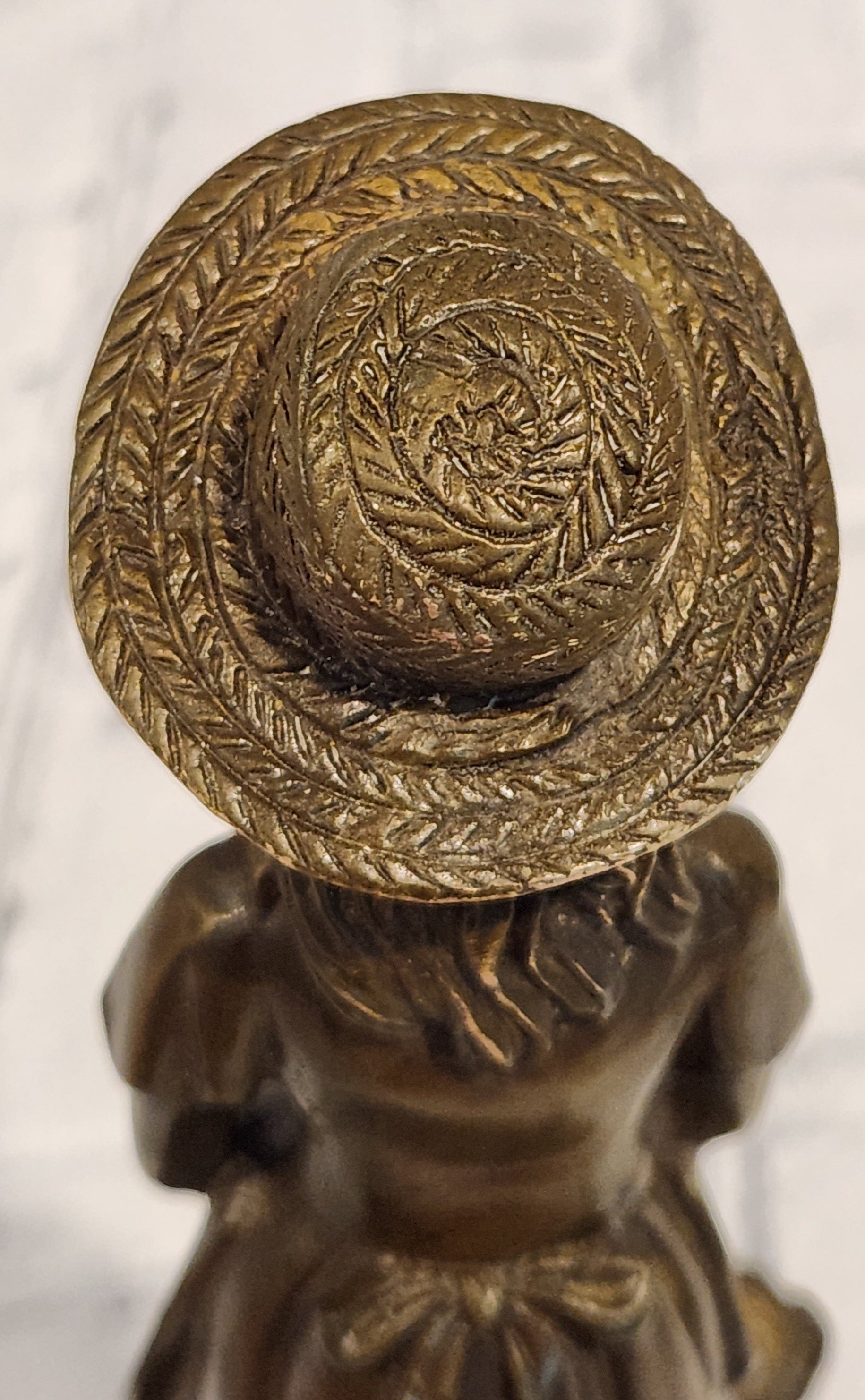 Signed M. Lopez Vintage Woman Female with Her Faithfull Dog Bronze Sculpture