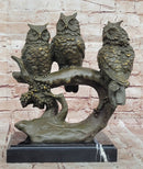 Bronze Owl Trio – Wise Owls on Branch