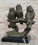 Bronze Owl Trio – Wise Owls on Branch