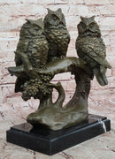 Bronze Owl Trio – Wise Owls on Branch