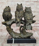 Bronze Owl Trio – Wise Owls on Branch