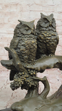 Bronze Owl Trio – Wise Owls on Branch
