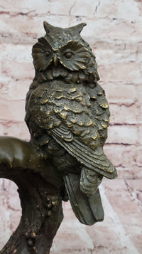 Bronze Owl Trio – Wise Owls on Branch