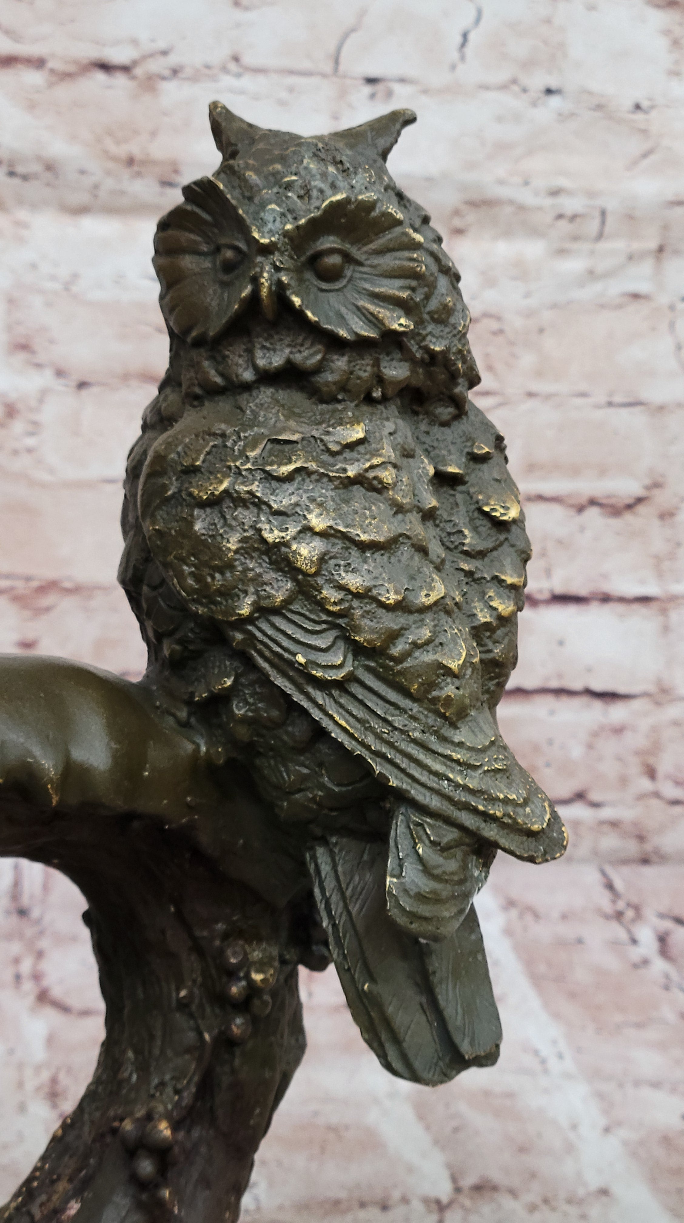 Bronze Owl Trio – Wise Owls on Branch