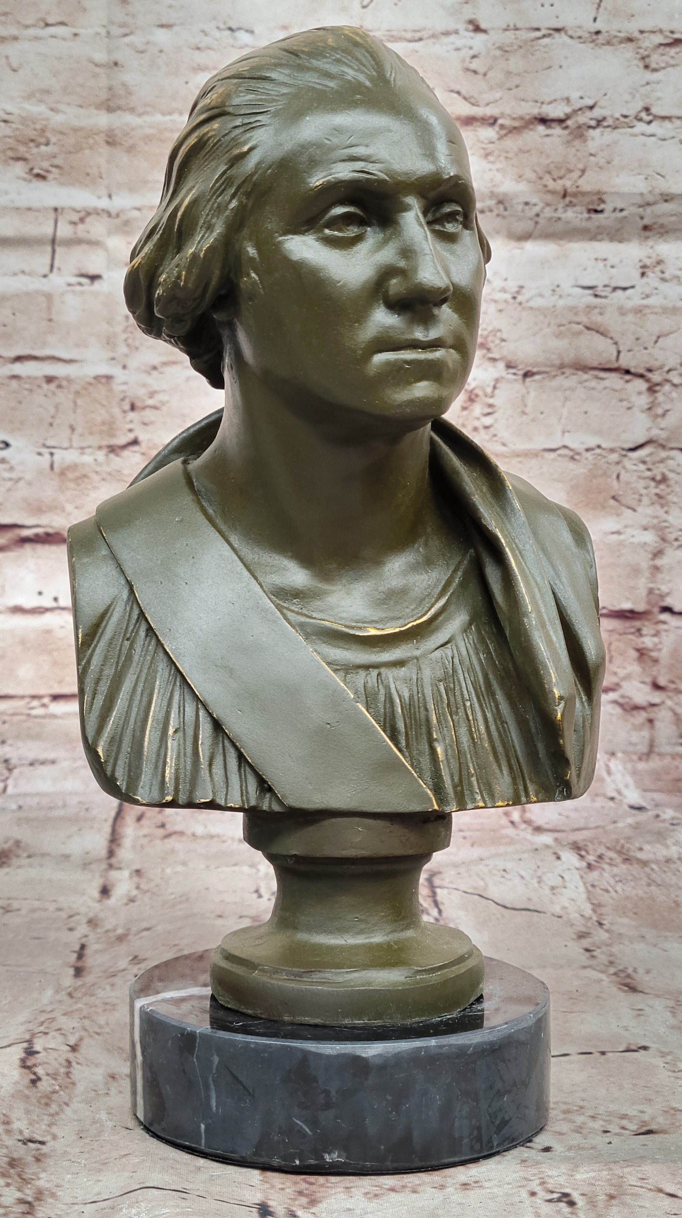 Bronze Bust of George Washington on Marble Base