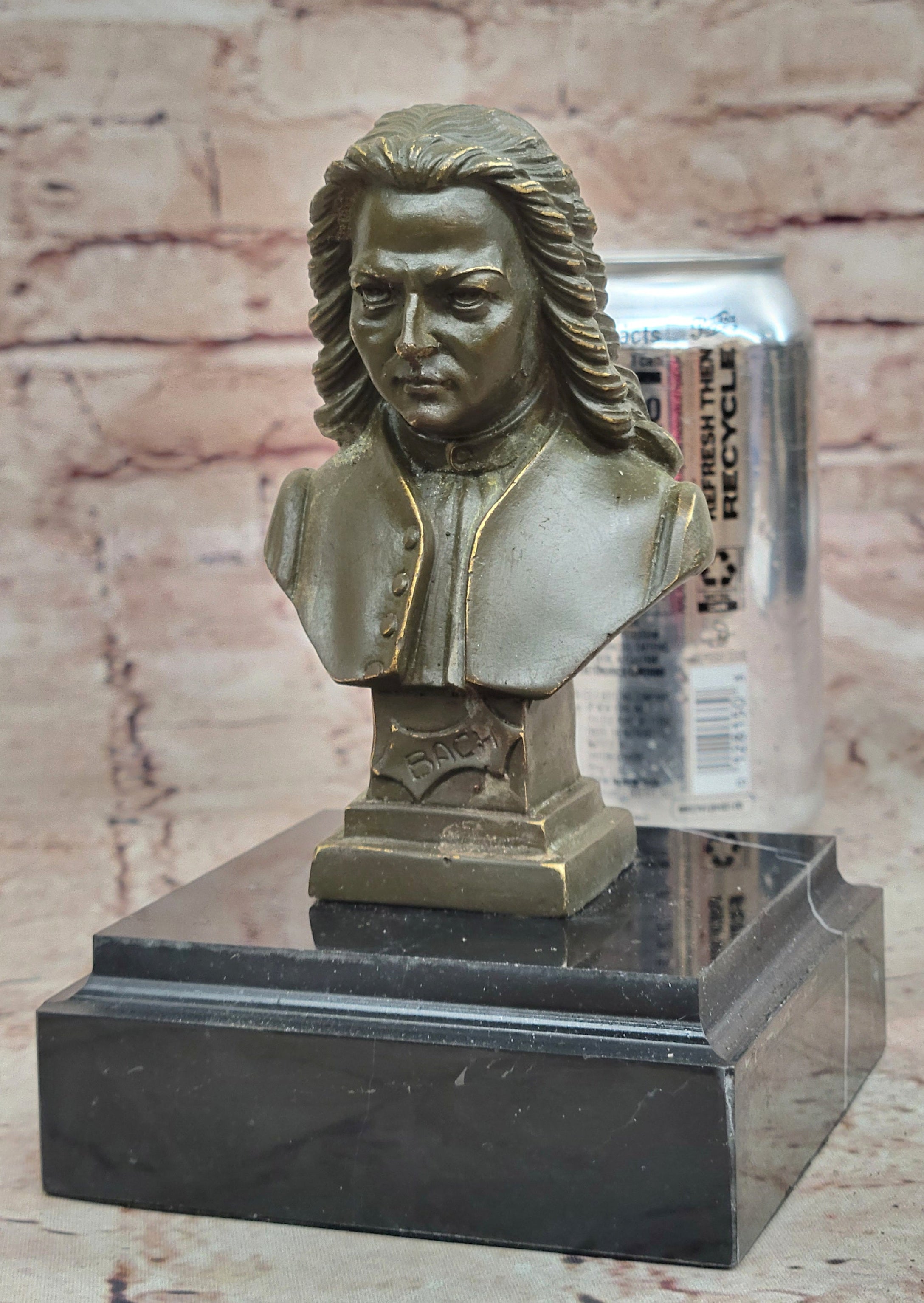 Johann Sebastian Bach Bronze Sculpture on Marble Base