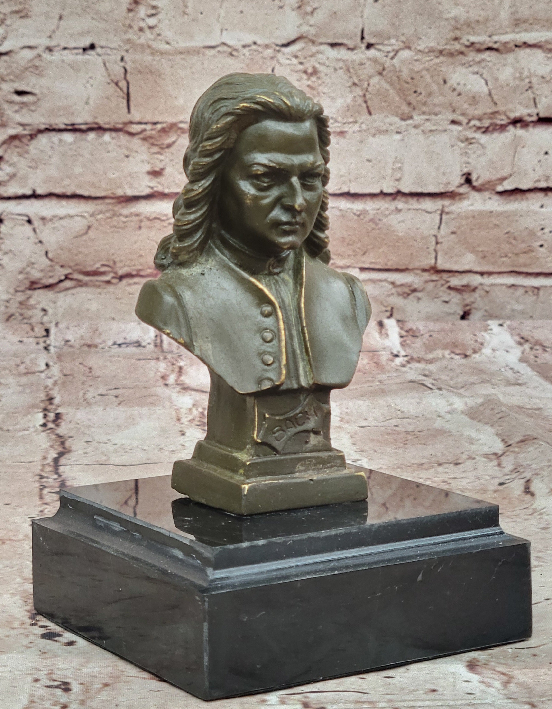 Johann Sebastian Bach Bronze Sculpture on Marble Base