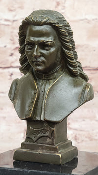 Johann Sebastian Bach Bronze Sculpture on Marble Base