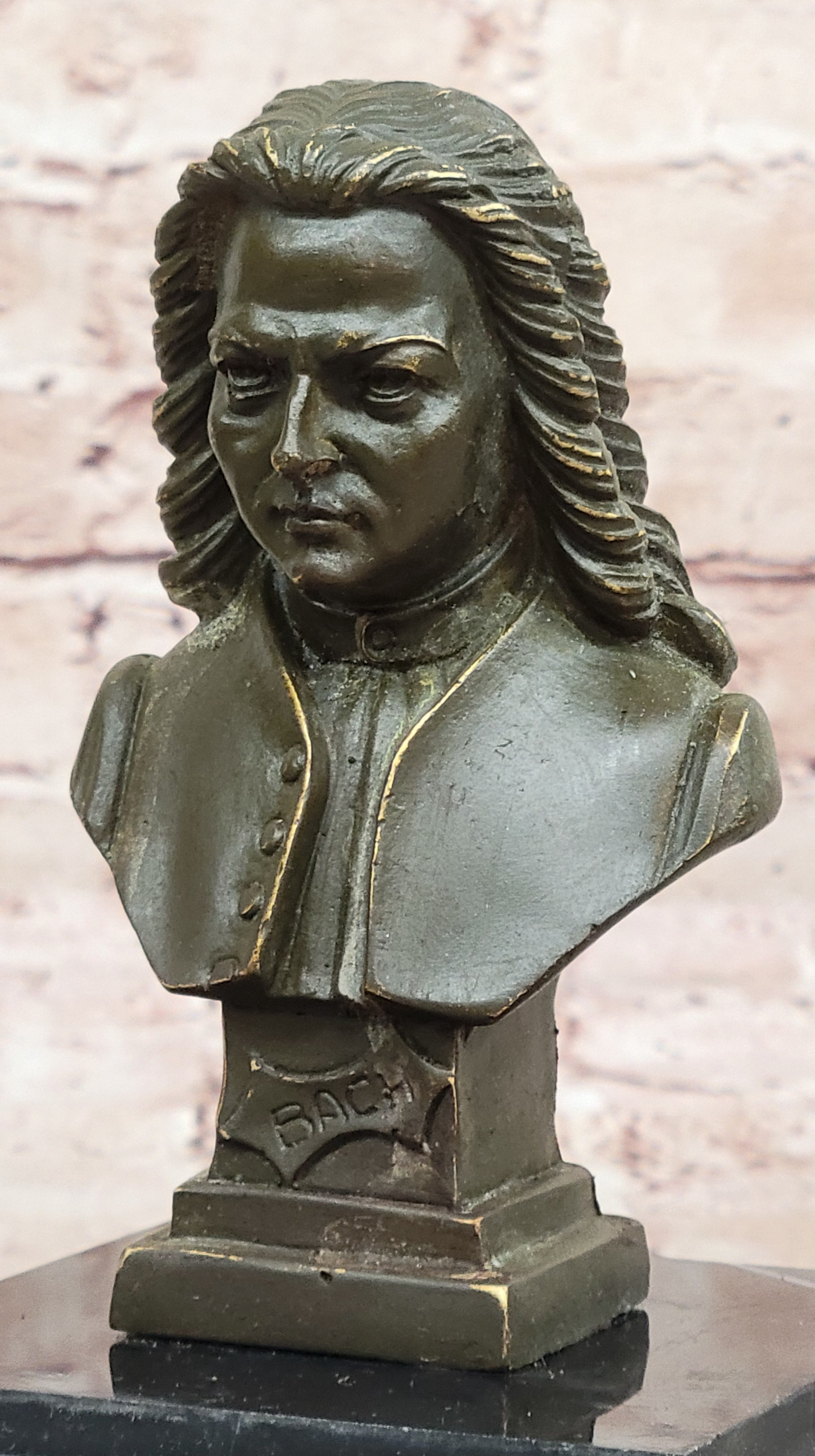Johann Sebastian Bach Bronze Sculpture on Marble Base