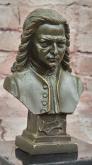Johann Sebastian Bach Bronze Sculpture on Marble Base
