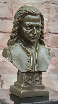 Johann Sebastian Bach Bronze Sculpture on Marble Base