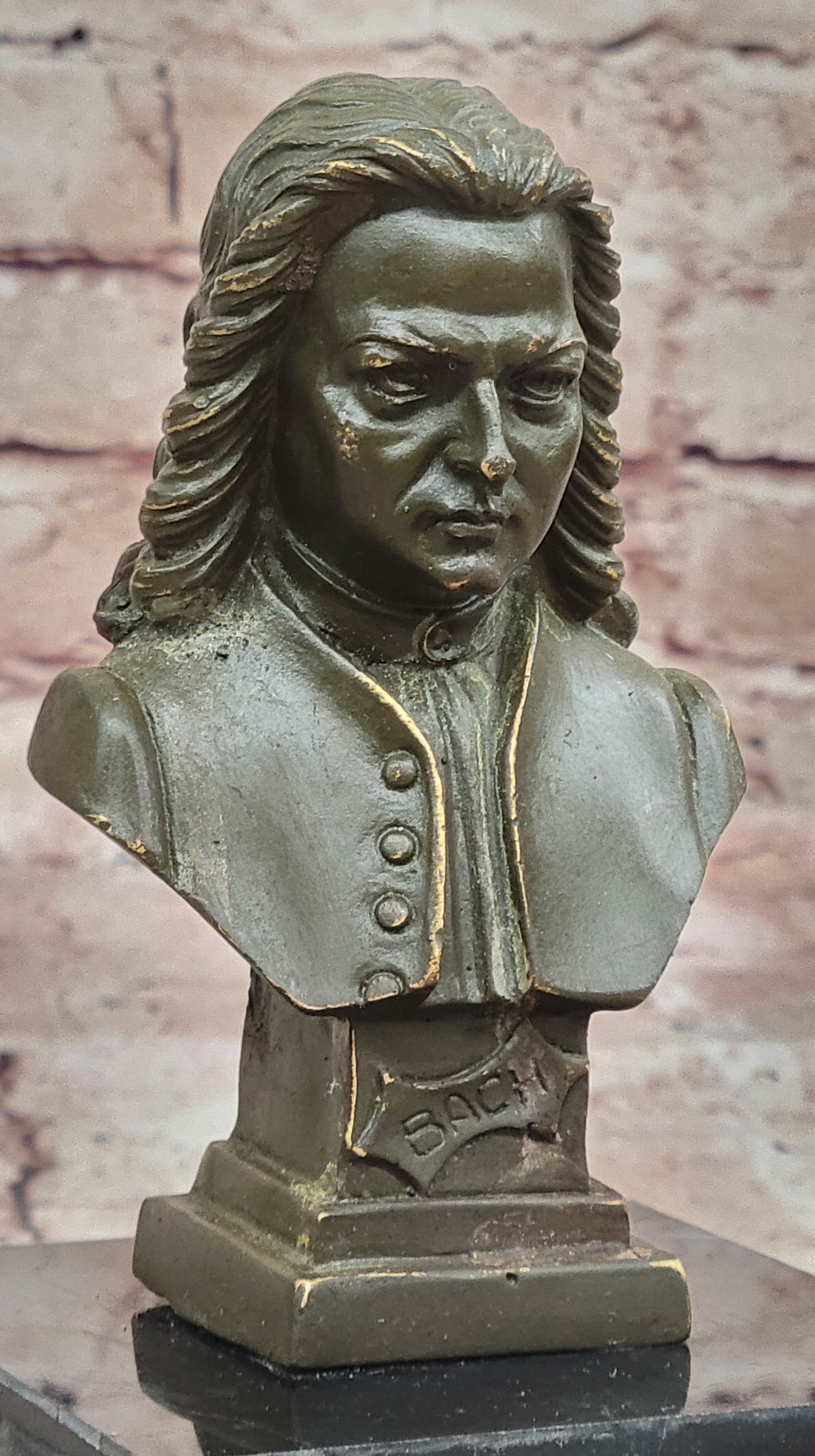 Johann Sebastian Bach Bronze Sculpture on Marble Base