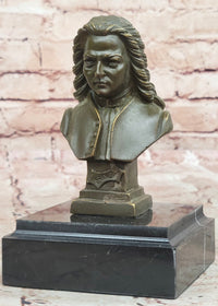 Johann Sebastian Bach Bronze Sculpture on Marble Base