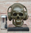 Skull with Headphones Bronze - Modern Gothic Music Art