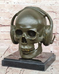 Skull with Headphones Bronze - Modern Gothic Music Art