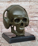 Skull with Headphones Bronze - Modern Gothic Music Art