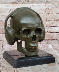 Skull with Headphones Bronze - Modern Gothic Music Art